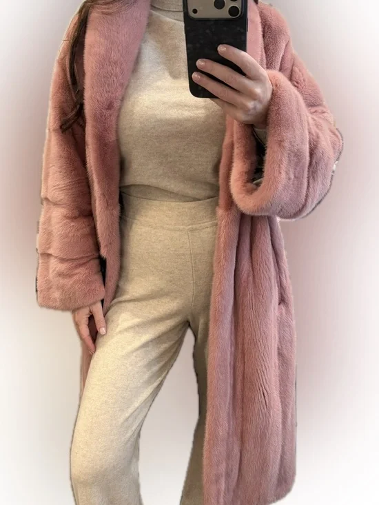 GORSKI NWT Pink Mink Long Coat - Picture 4 of 10